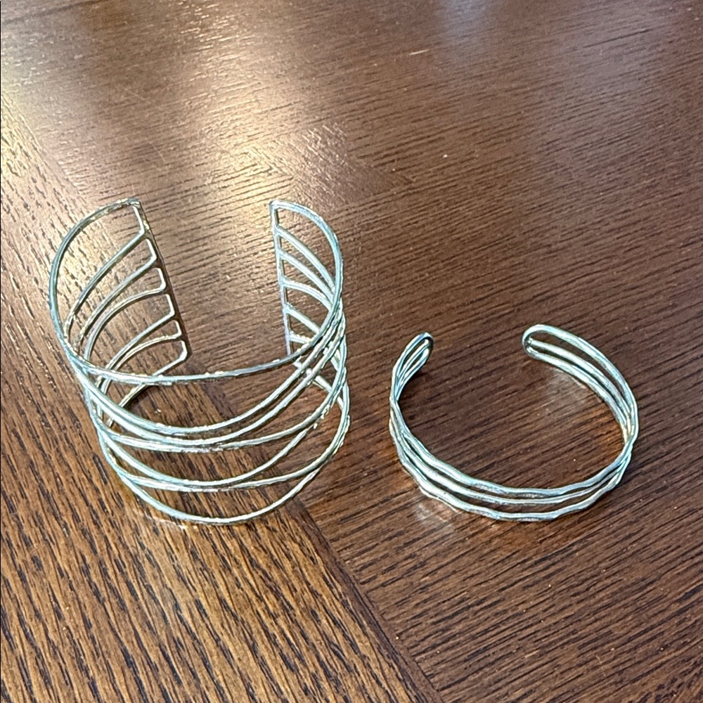 Gold Wire Cuff Bracelet Set